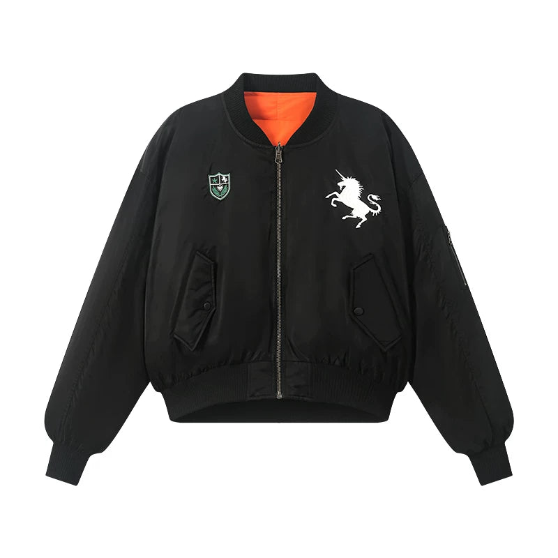8Ff War Horse Embroidered Warm Cotton-padded Coat