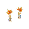 MASW Orange Maple Water Drop Cat Stud Earrings