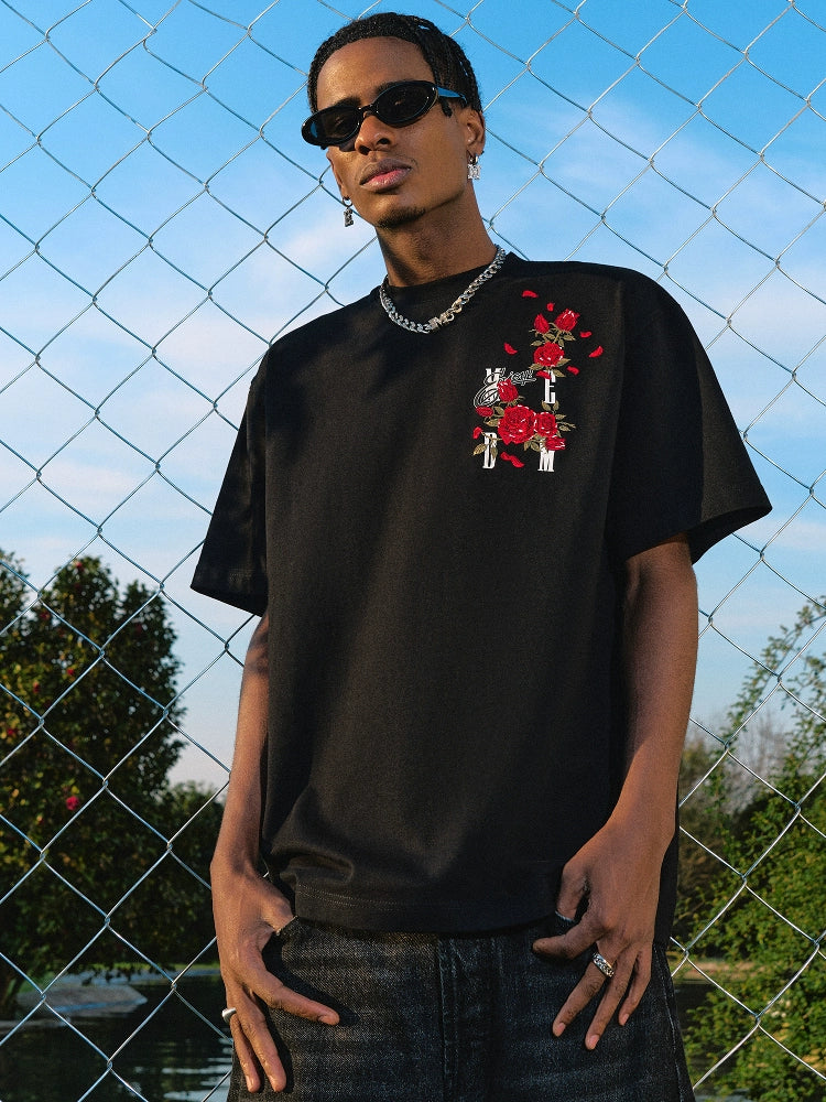 MEDM Rose Embroidery Casual Tee