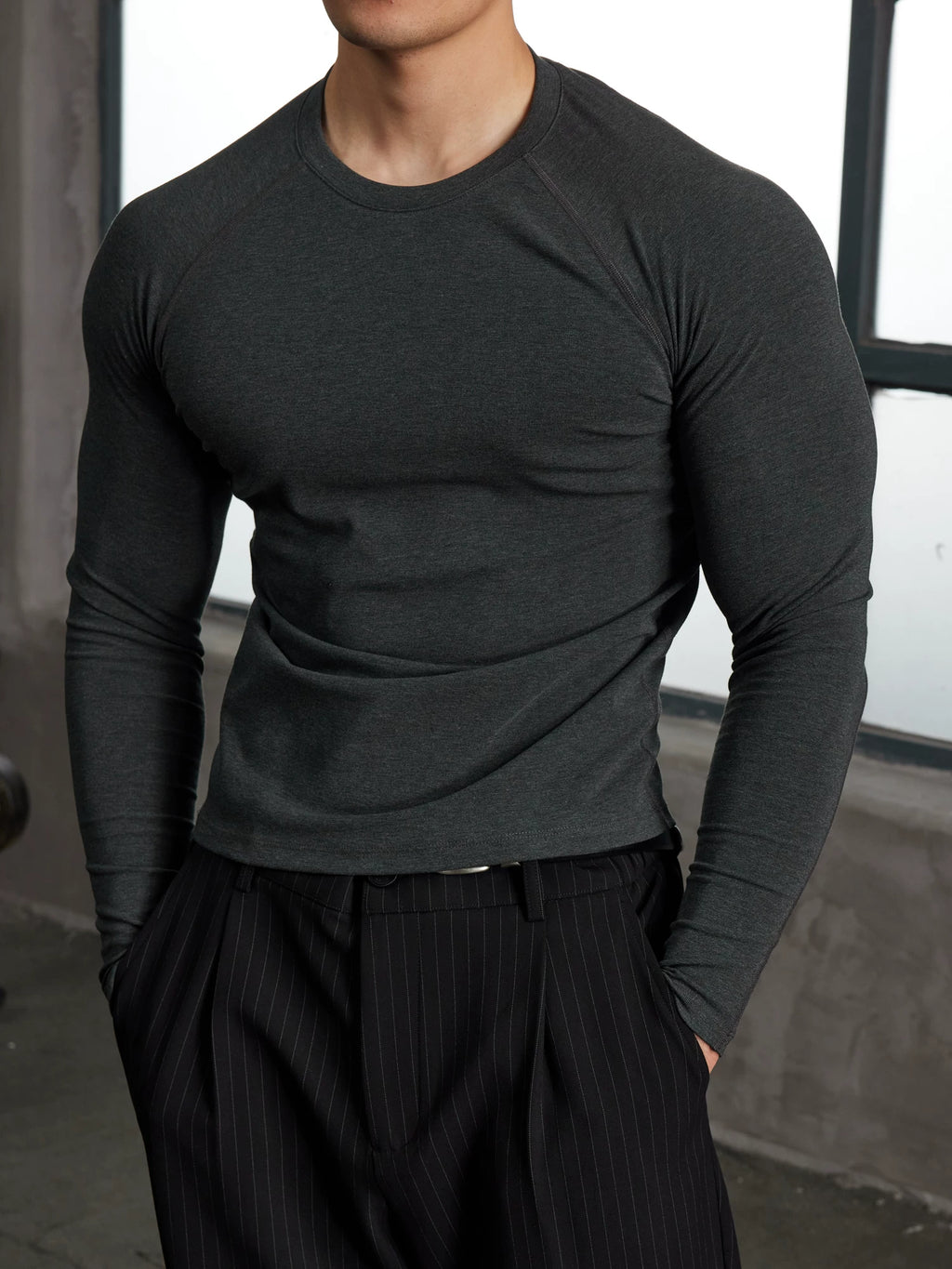 AFTERGLOW Skin-friendly Base Casual Warm Slim Long Sleeves