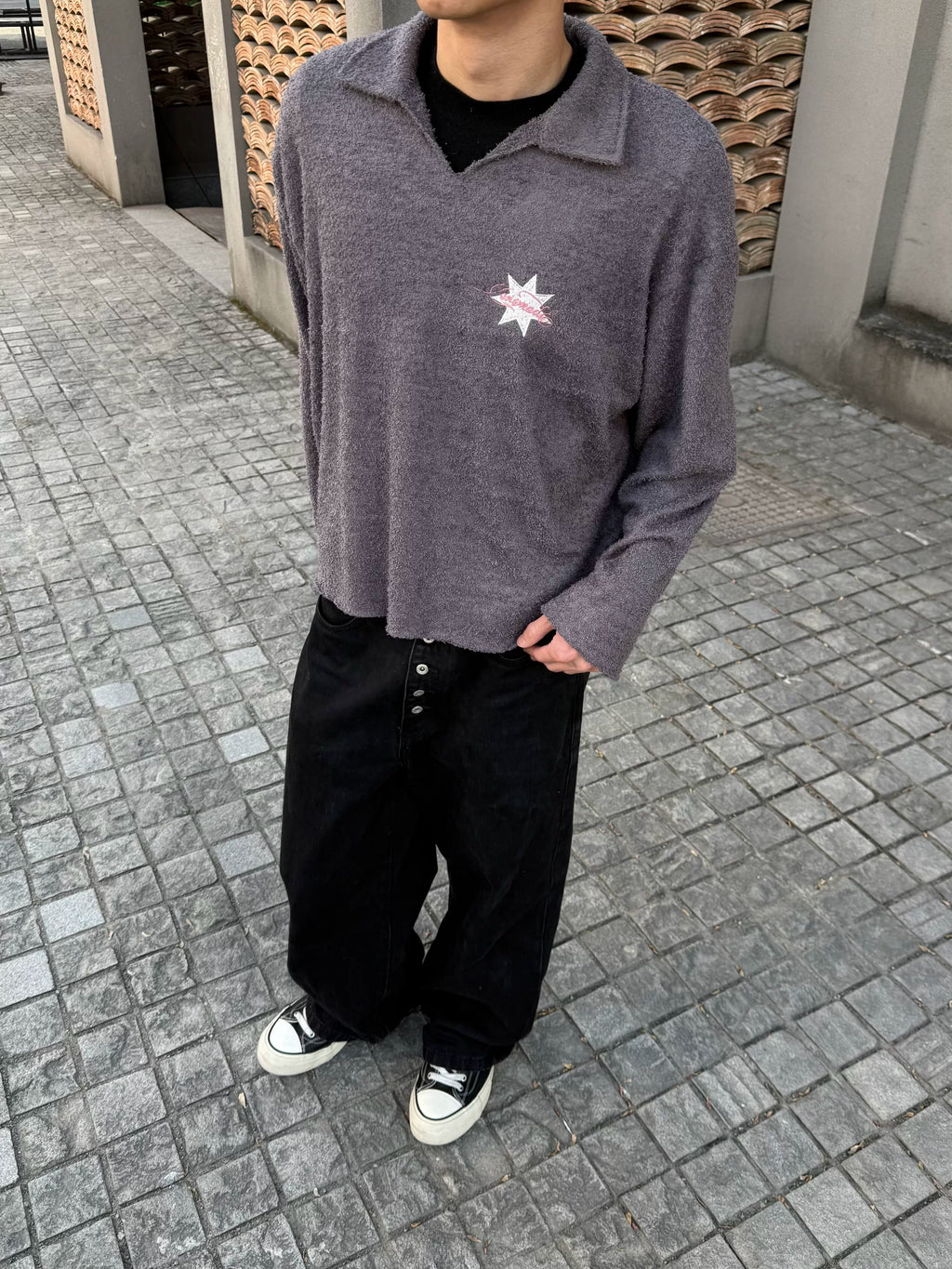 CENSMADE Year of The Horse Limited Embroidery Polo Lapel Knit Sweater