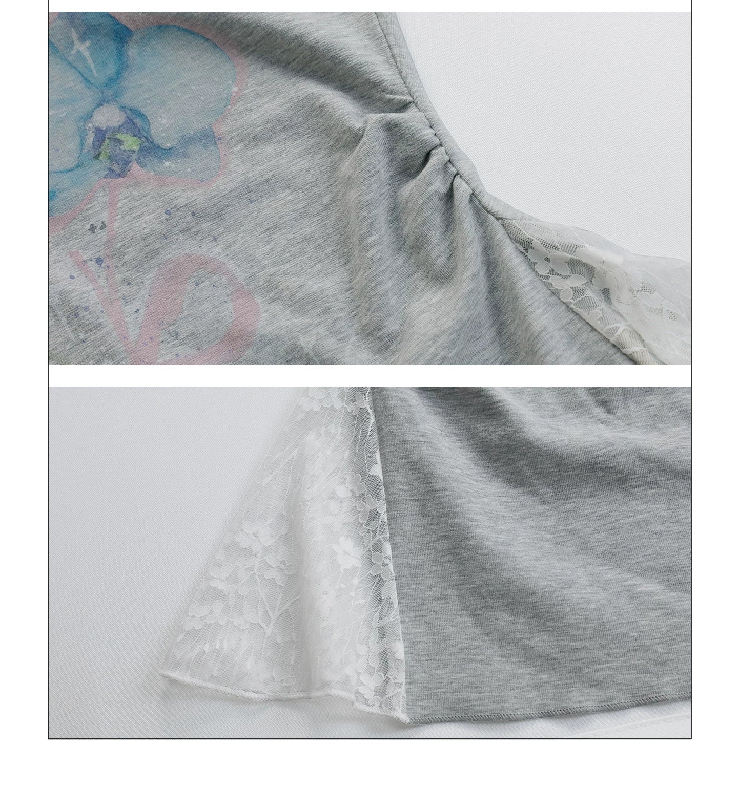 Girlyhalo Vintage Lace Splice Shoulder Tee