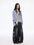 MOMSAYCAN Star Print Stacked Long-sleeved Vest Two-piece Set