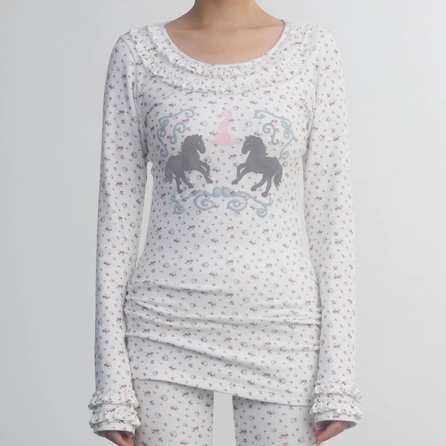 In Two Twos Pony Lace Floral Base Long Sleeve
