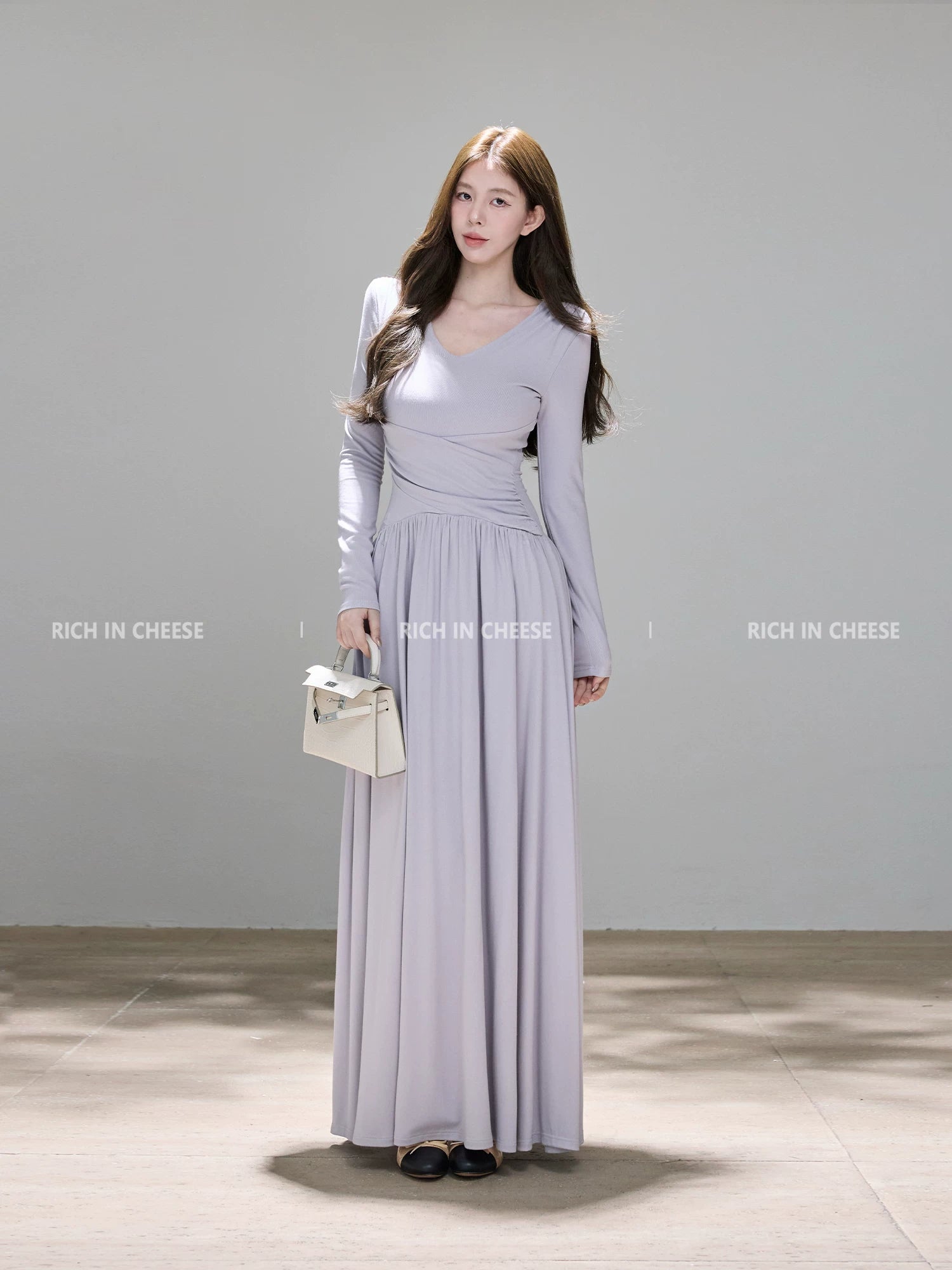 RICH IN CHEESE Knitted Cross-waist Dress