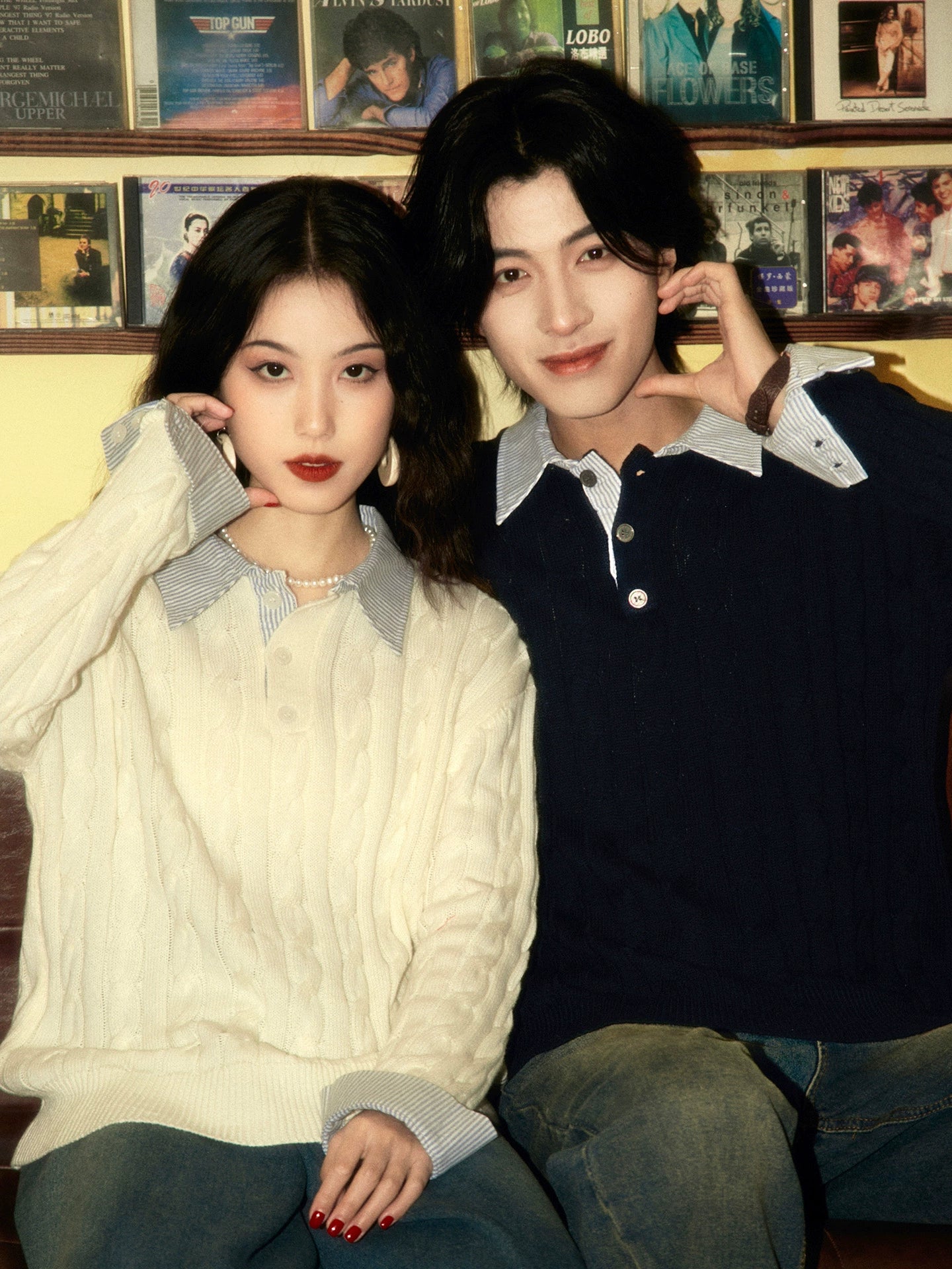 ALOHA Vintage Lazy Slack Fake Two-piece Sweater