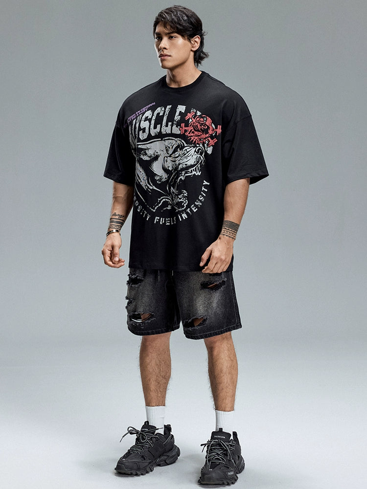 Muscle Dog Cool American Fitness Tee