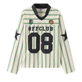 8FF Retro Embroidered Short Loose Casual Striped Long Sleeve