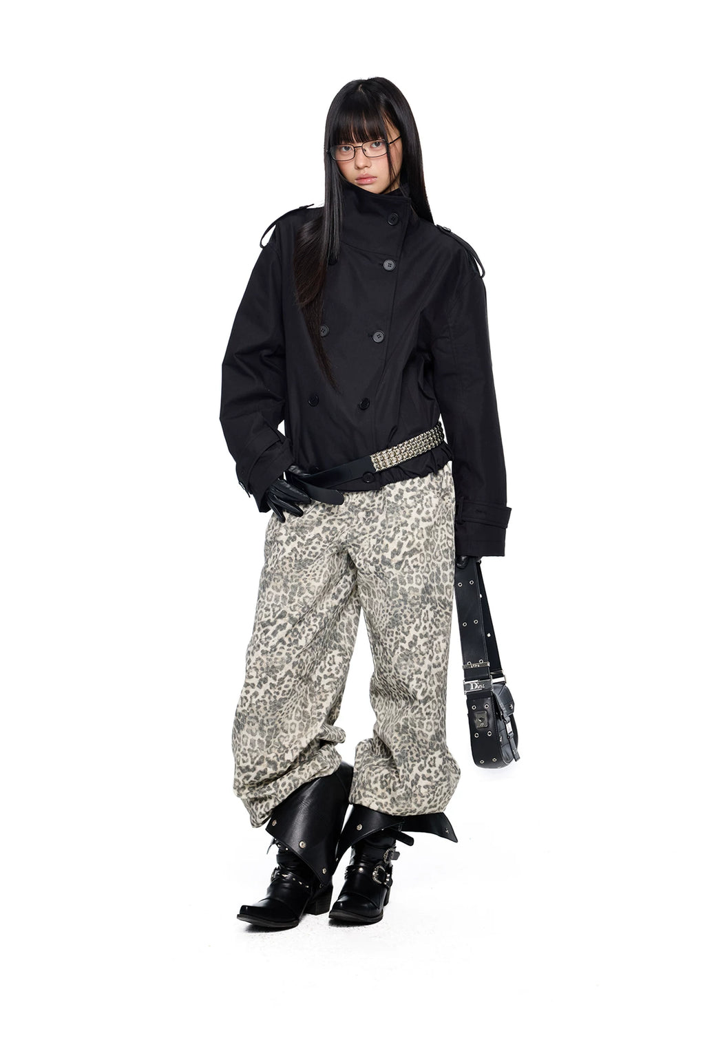 EZEK Retro Leopard Print Casual Loose Wide-leg Pants