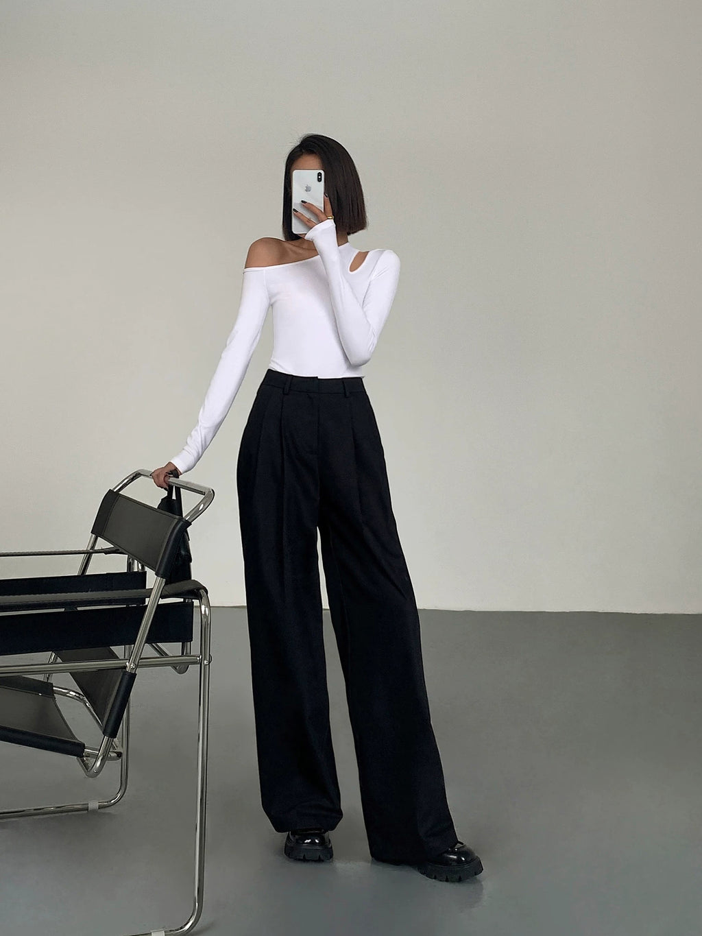 Ousph High Waist Loose Versatile Mopping Casual Pants