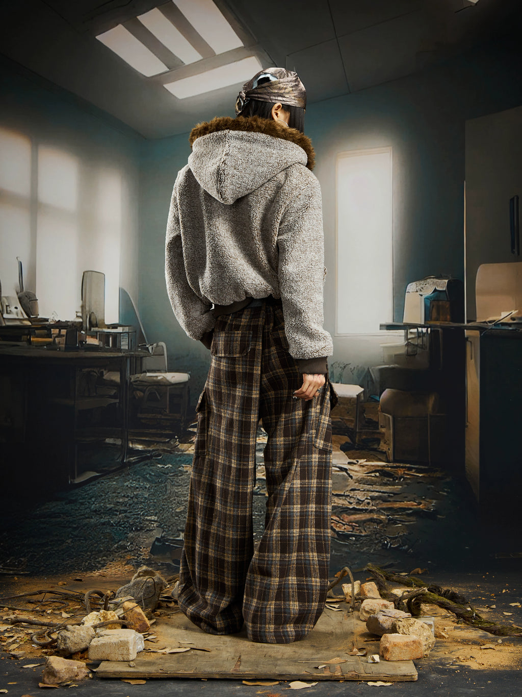 NOMANIAI Retro Short Slim Lamb Wool Thickened Coat