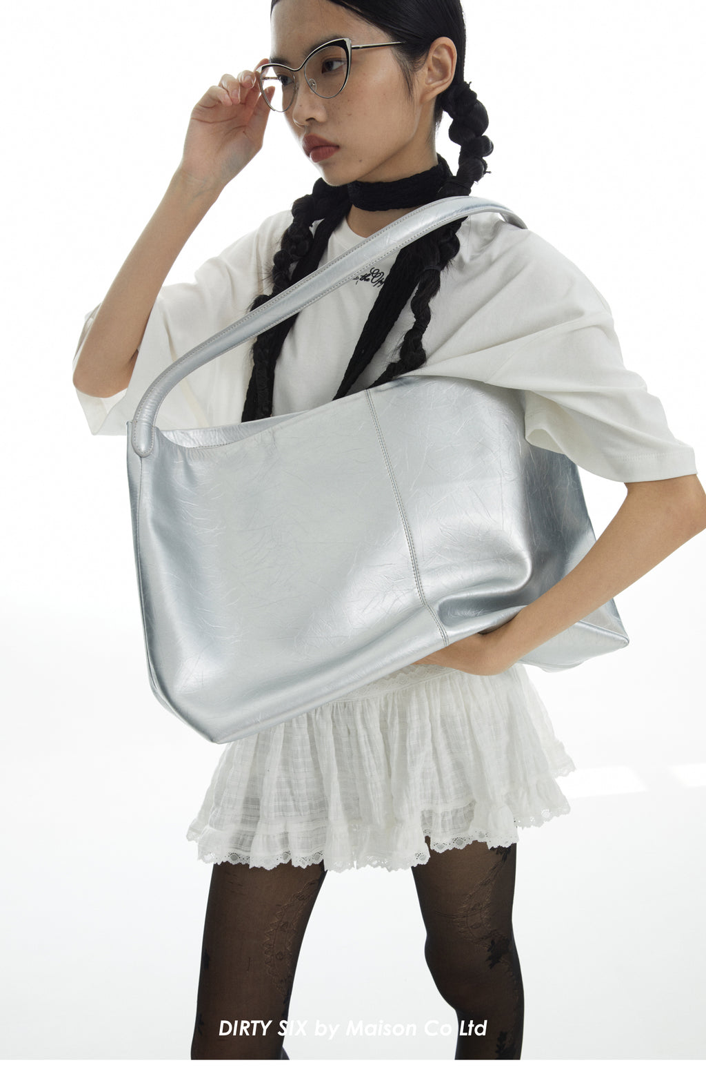 DirtySix Jill COW Split Leather big pocket cowhide soft oversize lazy wind messenger bag