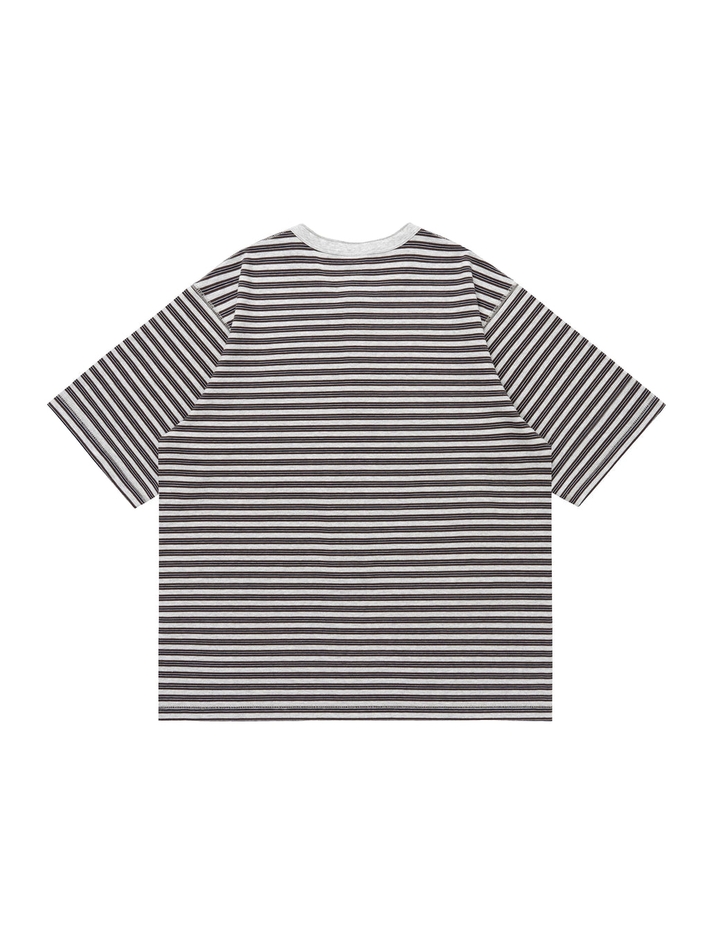 BENT IDEA Embroidery Henry Collar Striped Tee
