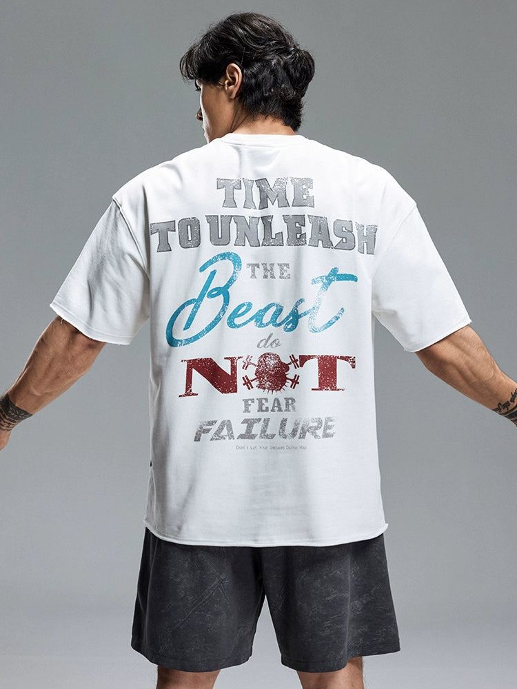 Muscle Dog Contrasting Print Loose Casual Fitness Tee