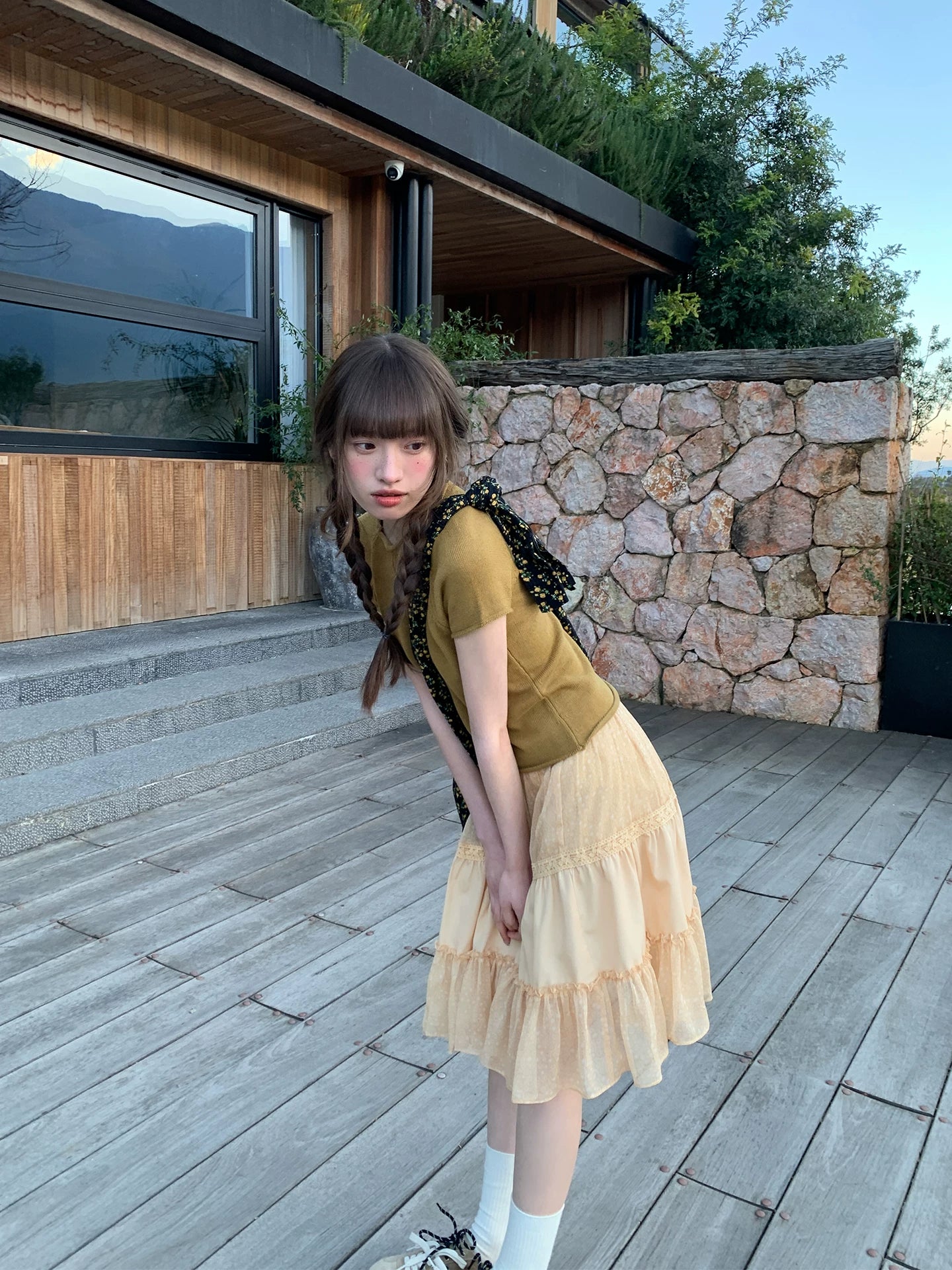 KANO Chiffon Three-dimensional Splicing Skirt