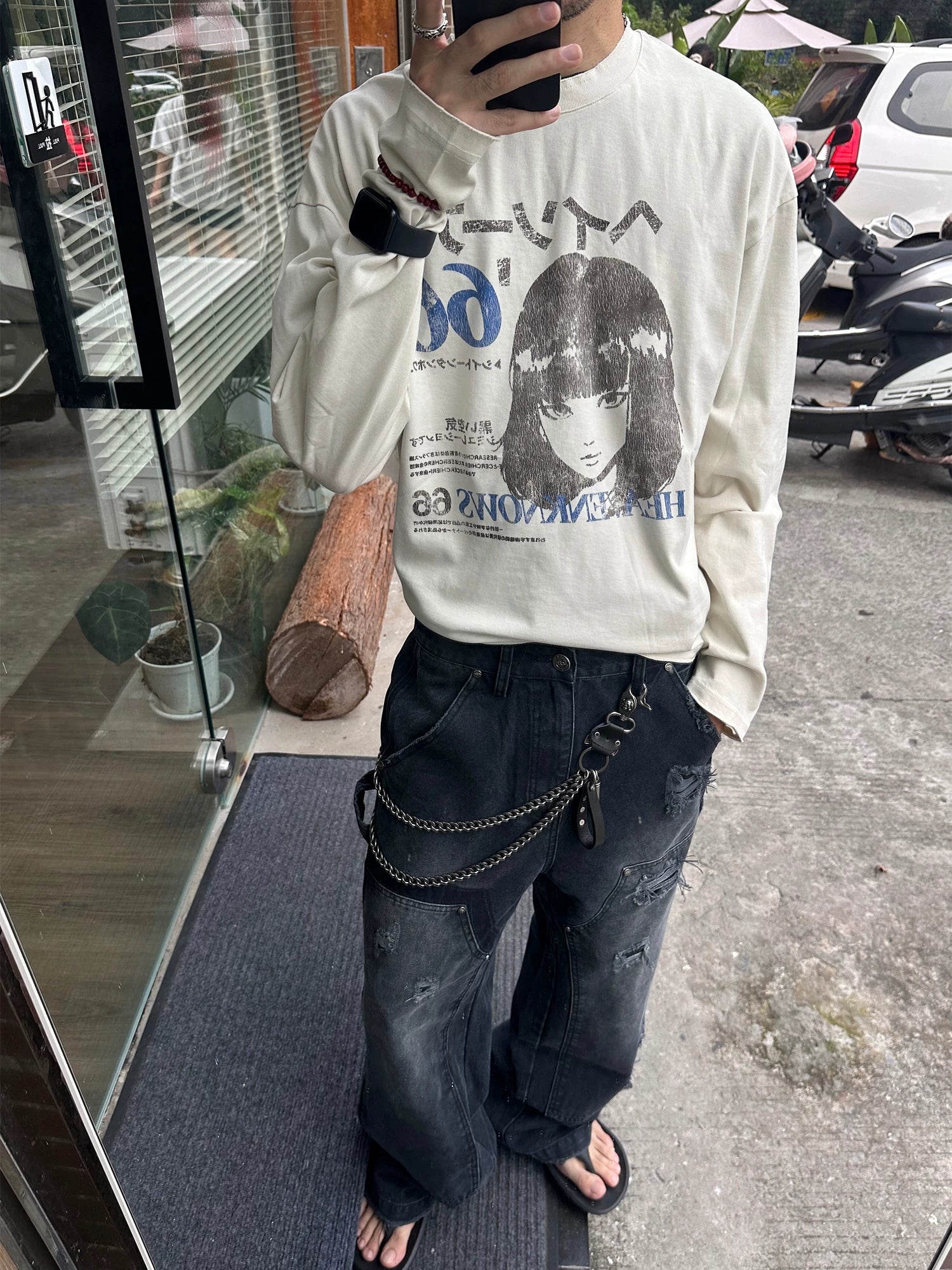 Erole Old Broken Edge Digital Printing Long Sleeve