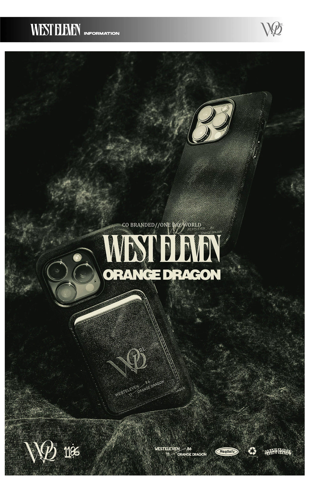 WESTELEVEN Apple Embossed LOGO Magnetic Mobile Phone Case, Magnetic Card Bag, Earphone Case.