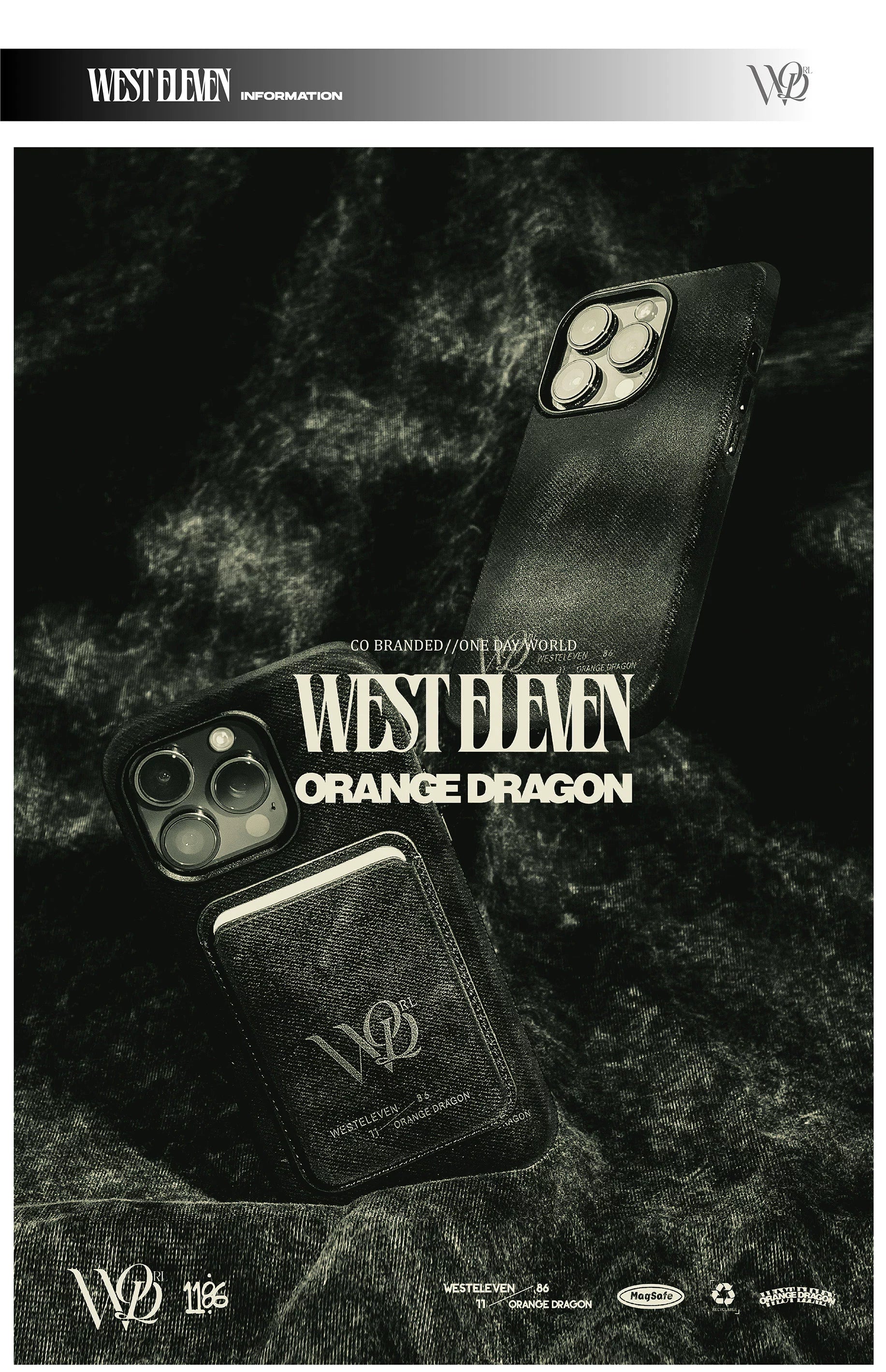 WESTELEVEN Apple Embossed LOGO Magnetic Mobile Phone Case, Magnetic Card Bag, Earphone Case.