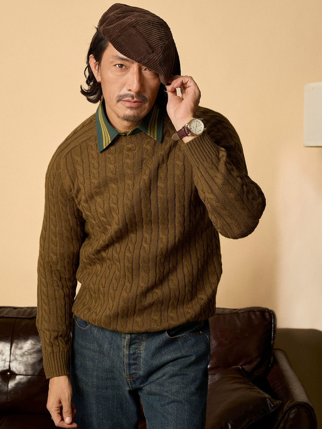 SOARIN Crew Neck Twisted Knitted Sweater