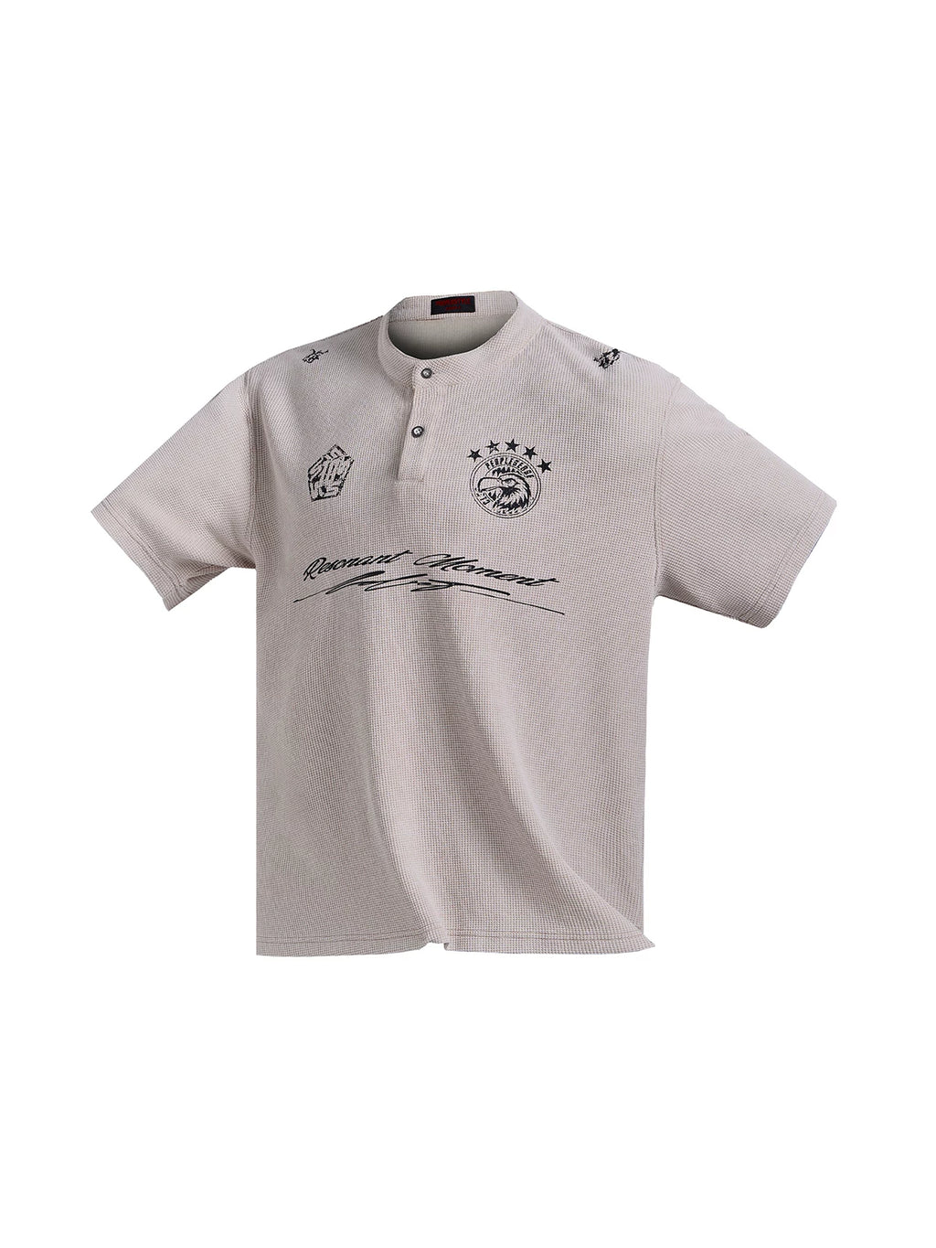 PEOPLESENSE Loose Waffle Henry Neck Polo Tee