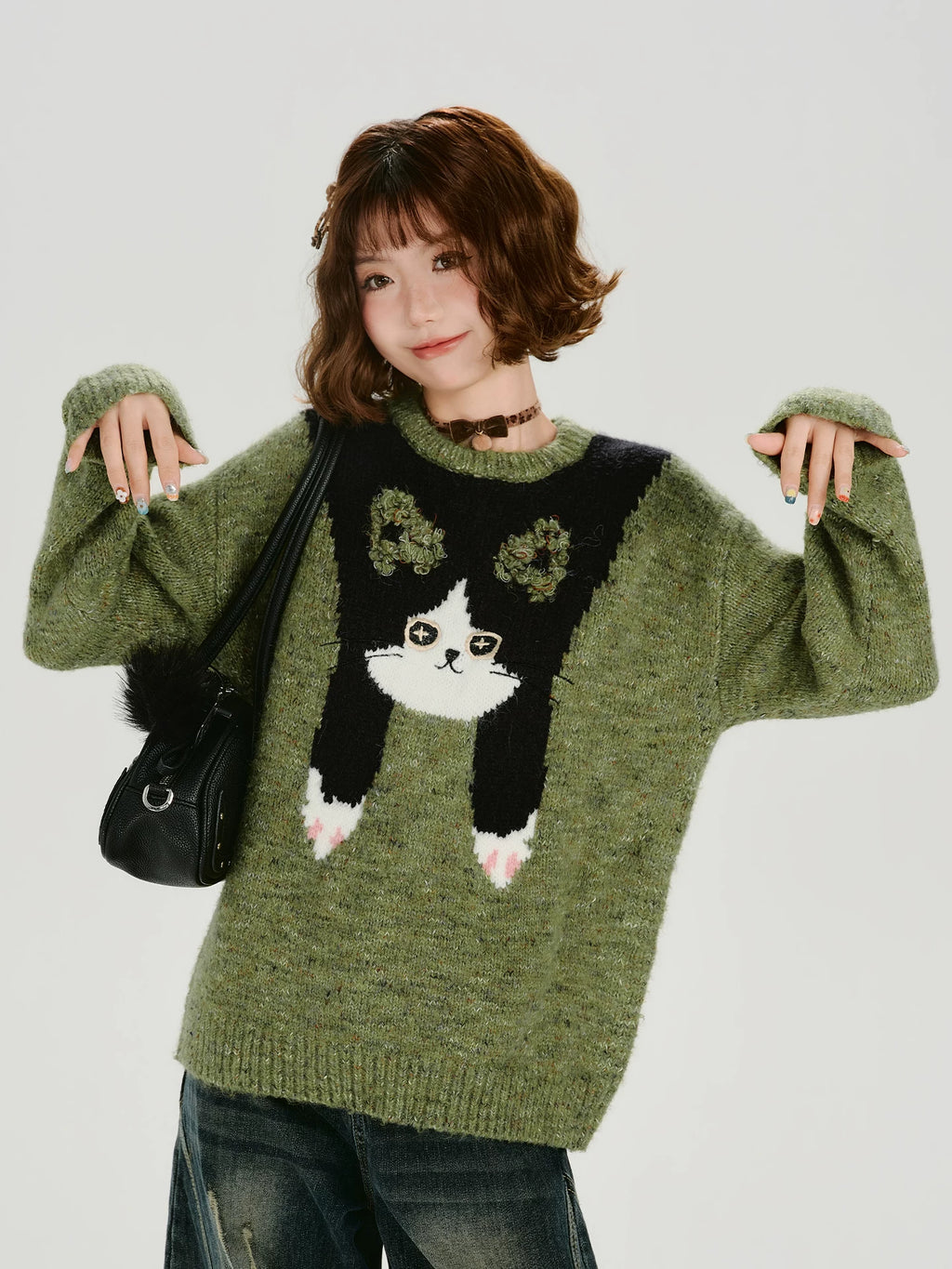 Girlyhalo Vintage Fun Jacquard Knitted Sweater