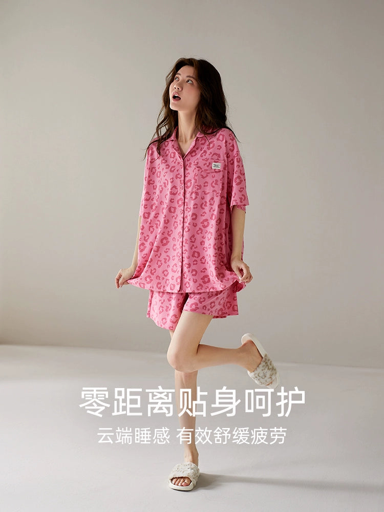 Yuenei Leopard Print Cardigan Set