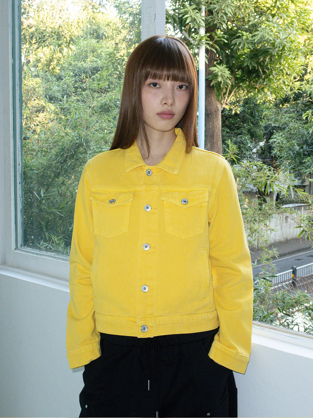 FUNKYFUN Short Lapel Denim Jacket