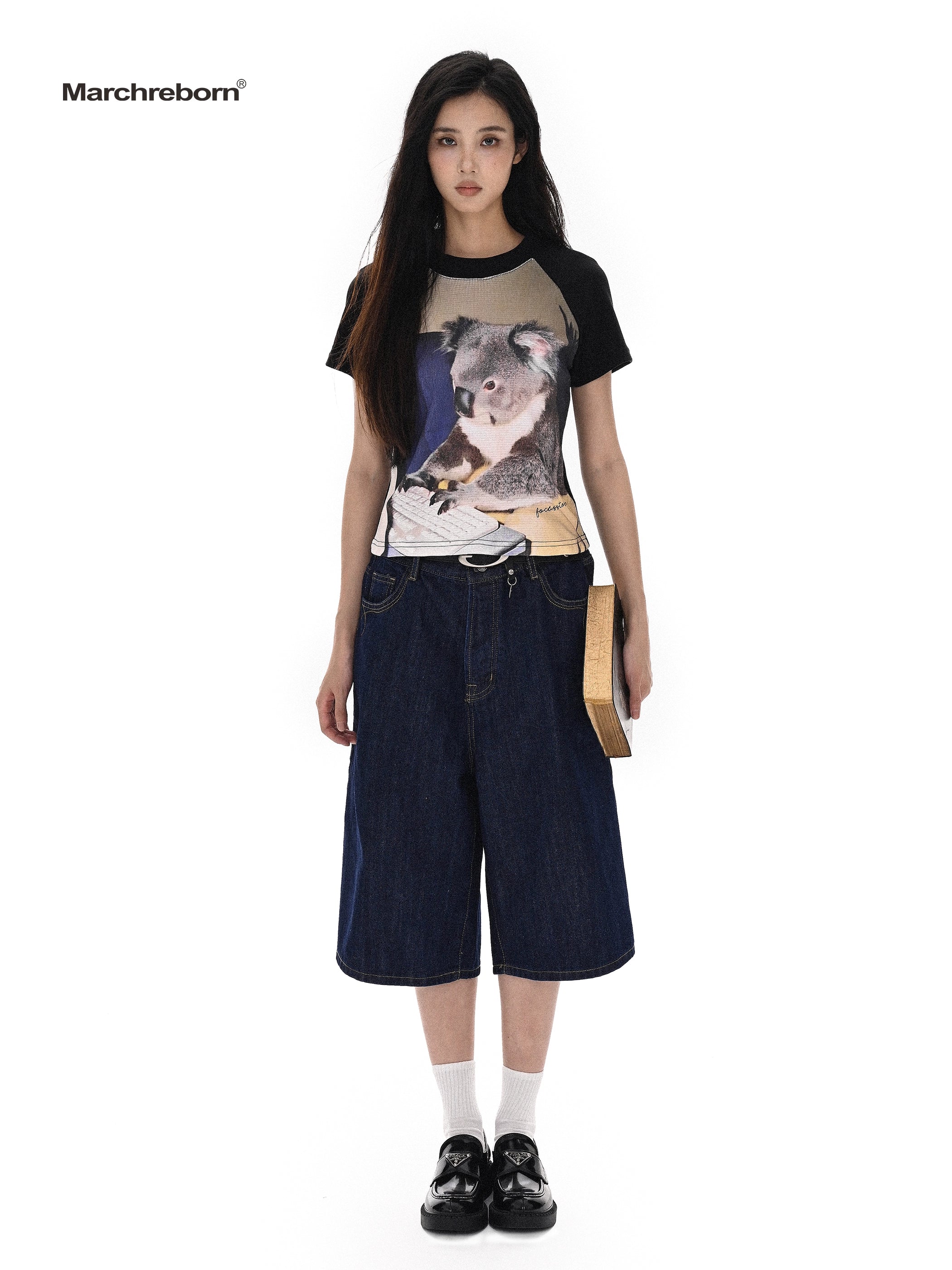 March Fun Cartoon Hello Kitty Shoulder Tee