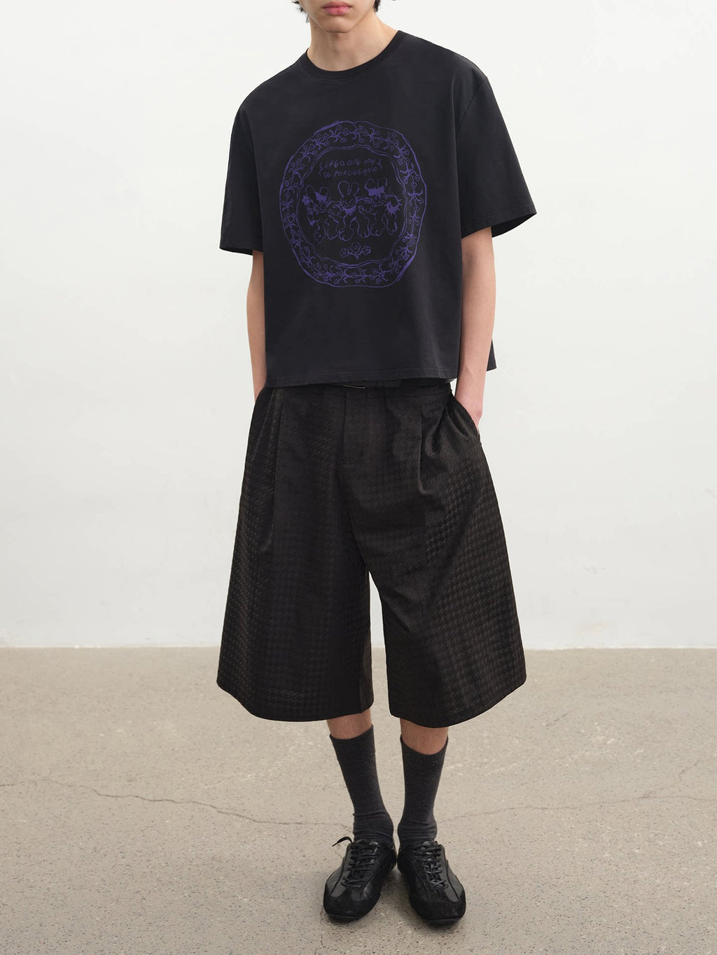 JCAESAR Retro Rabbit Print Casual Tee