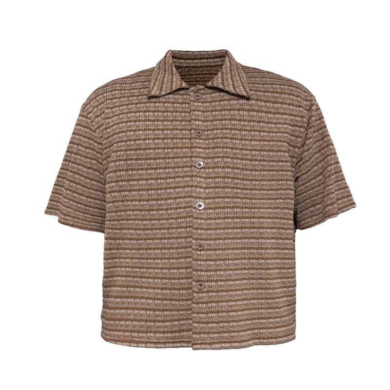 JCAESAR Striped Knitted Loose Short-sleeved Shirt