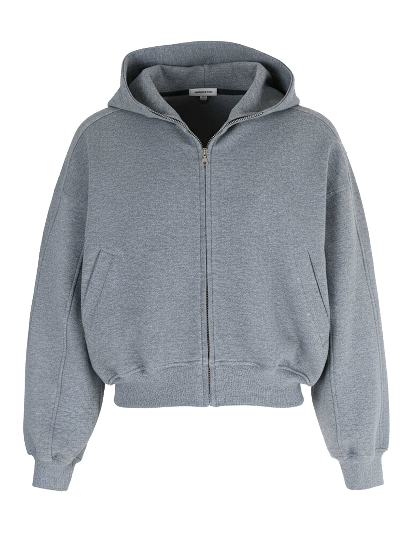 PERDU Vintage Hooded Zipper Profile Foundation Short Sweater