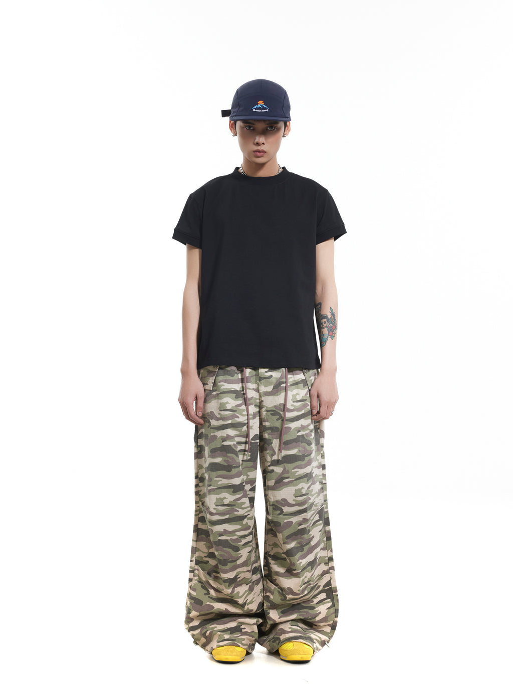 BTSG washed multi-pocket camouflage Bahn wind pleated pants