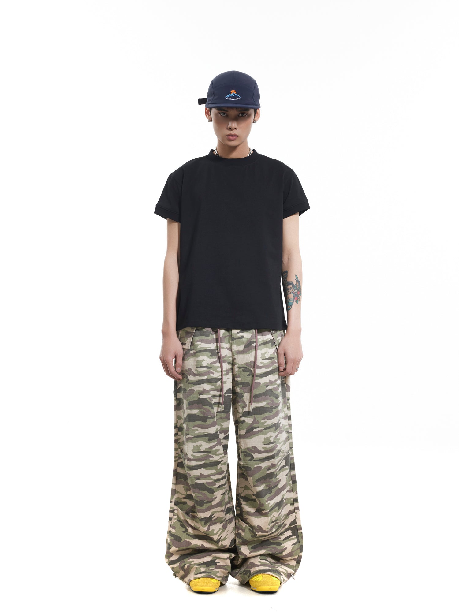 BTSG washed multi-pocket camouflage Bahn wind pleated pants