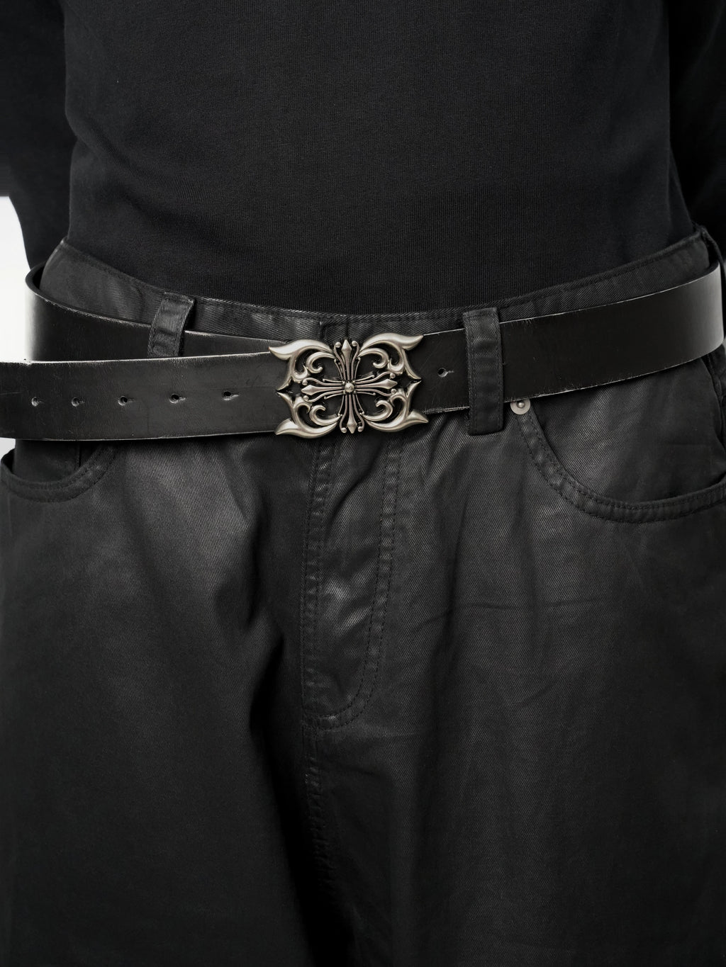 VOWPROGRESS Butterfly Carved Cowhide Belt