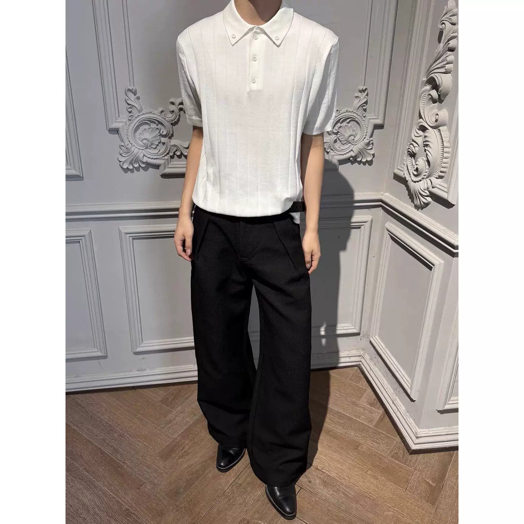 AMBSOM Anti-wrinkle Skin-friendly Waist Versatile Polo Shirt Tee