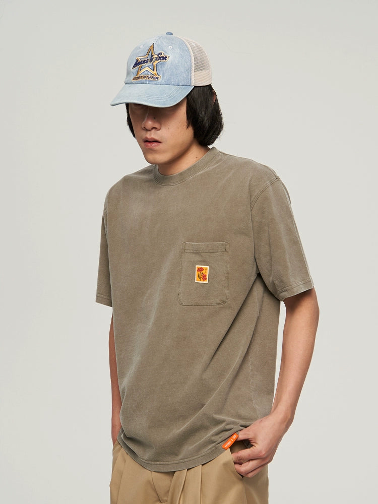 AVENUESON Woven Pocket Washed Casual Tee