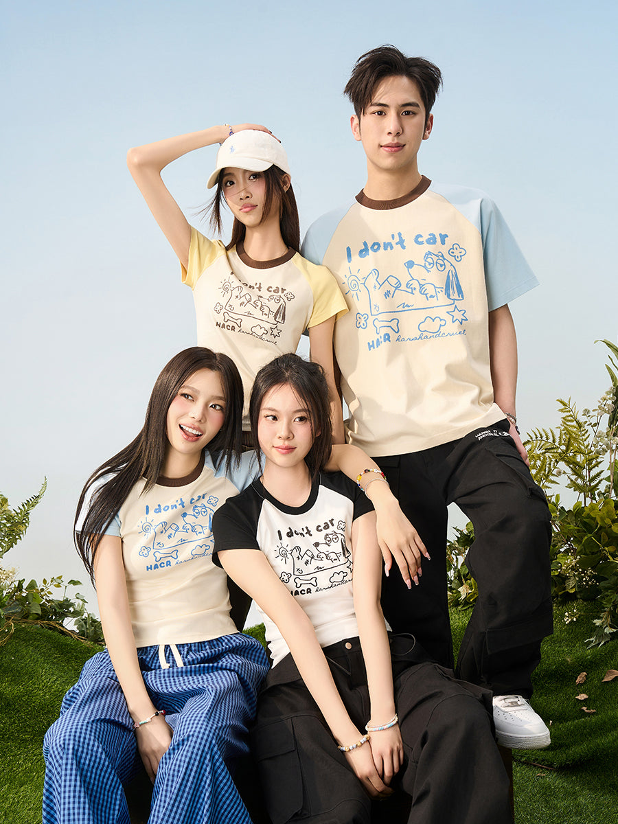 HACR Macaron Color Hand Painted Puppy Loose Tee