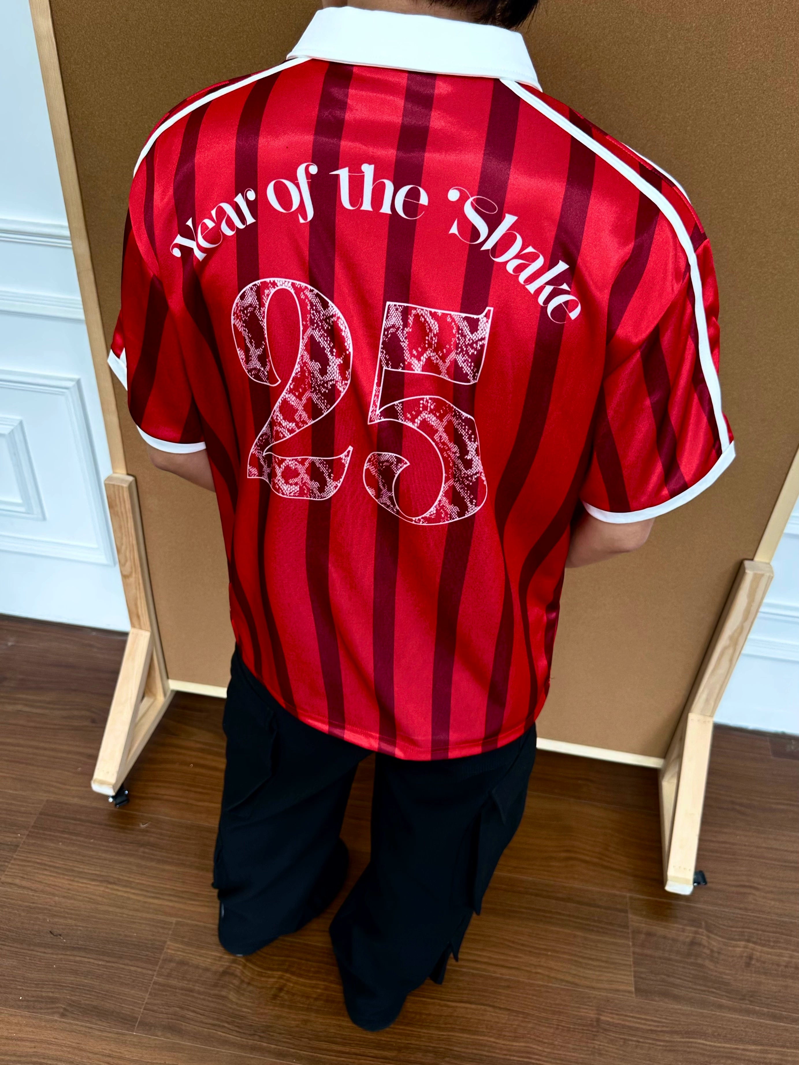 BeOurRule Striped Badge Polo Collar Tee