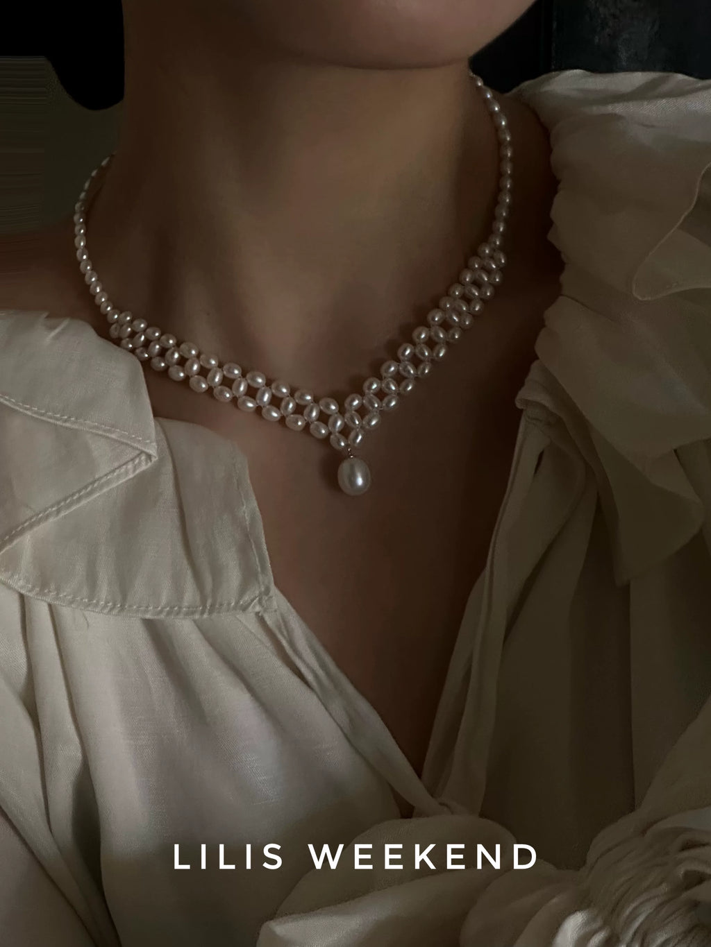 Lilis Weekend Handmade Double Woven Freshwater Pearl Necklace