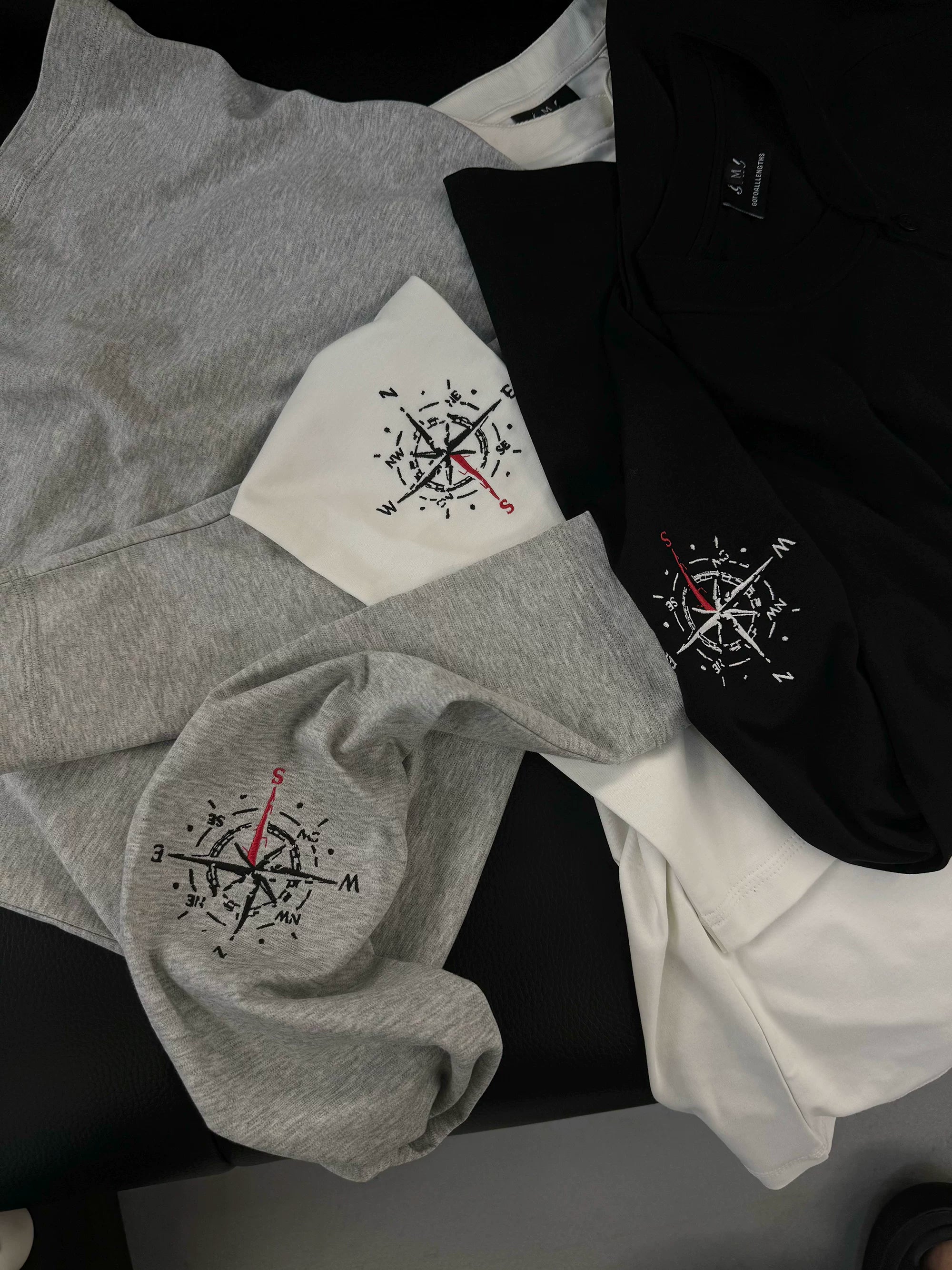 GTAL Casual Henry Collar Embroidered Long Sleeve