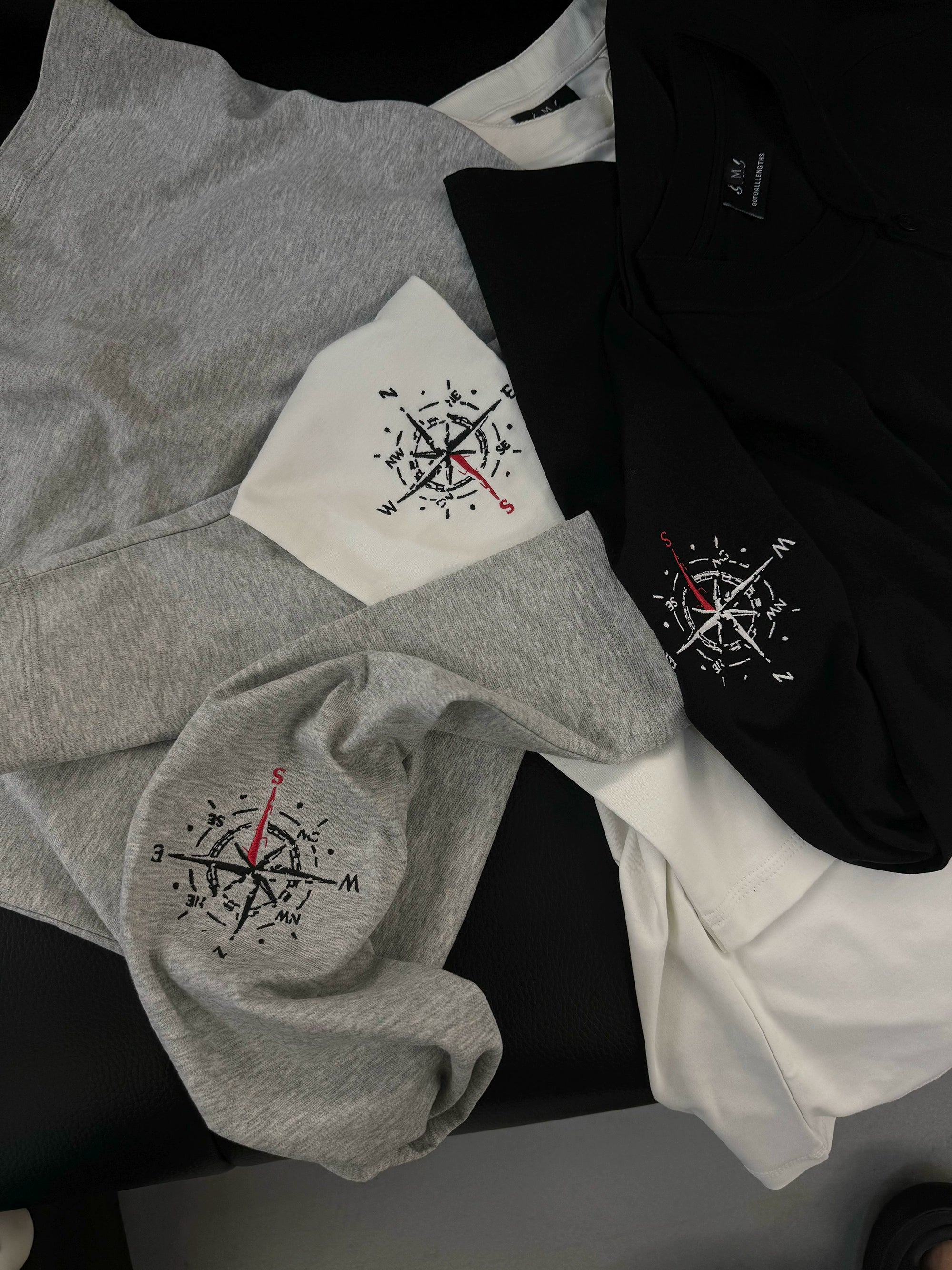 GTAL Casual Henry Collar Embroidered Long Sleeve