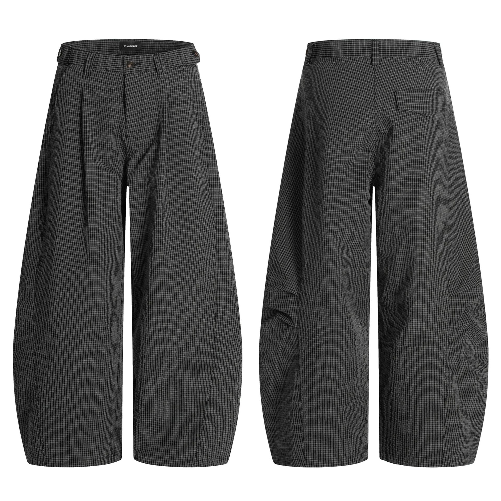 11KN Plaid Casual Loose and Thin Wide-leg Pants