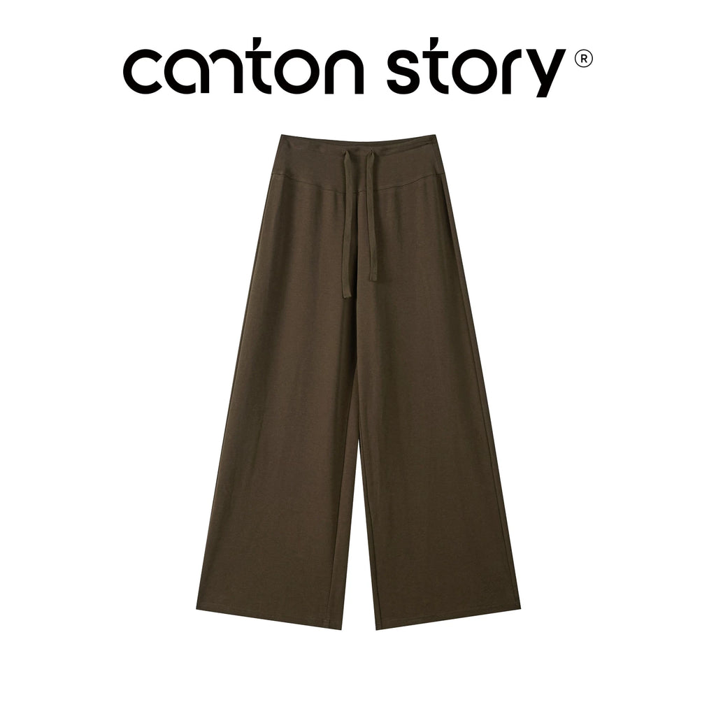 Cantonstory U-neck Suspender Five-quarter Sleeve Tee Slacks Set