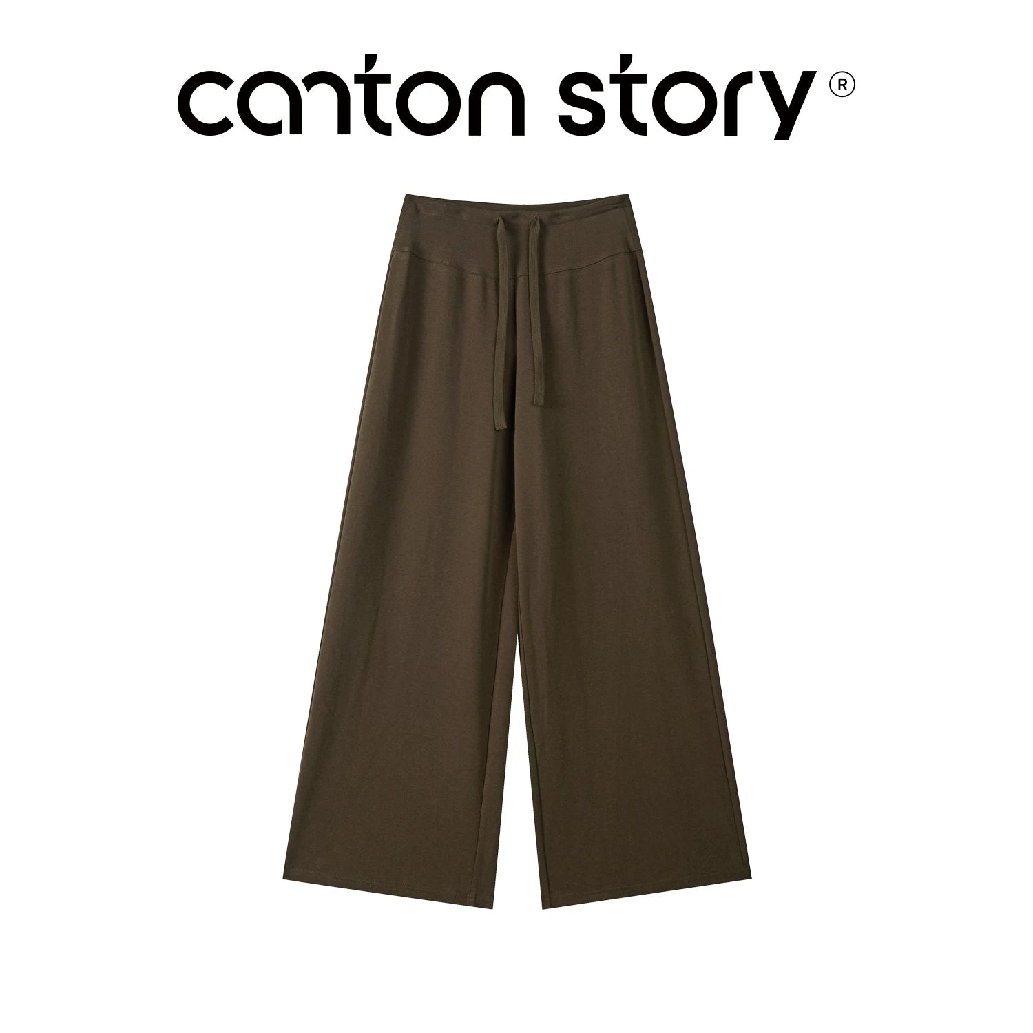 Cantonstory U-neck Suspender Five-quarter Sleeve Tee Slacks Set