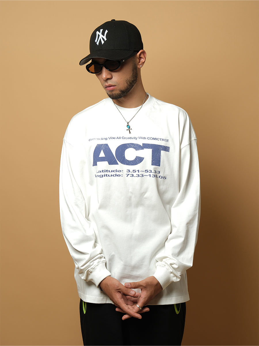 ComicTree C.t  multi-color action slogan long-sleeved Tee