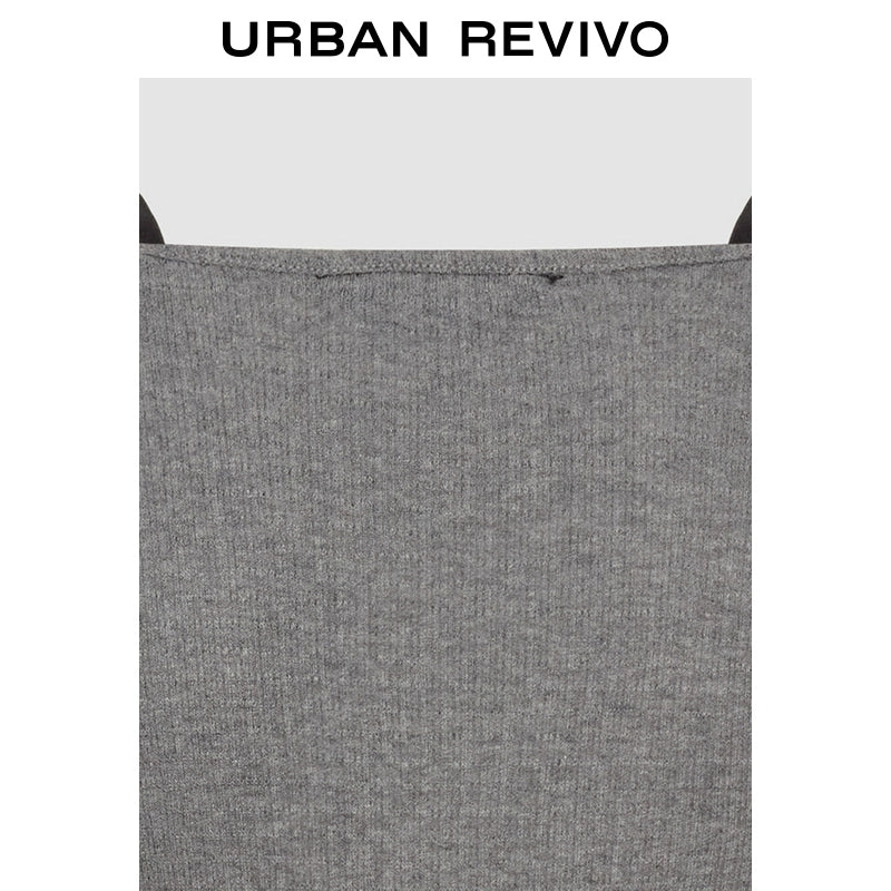 URBAN REVIVO Stitching Lace Bow Decorative Tee