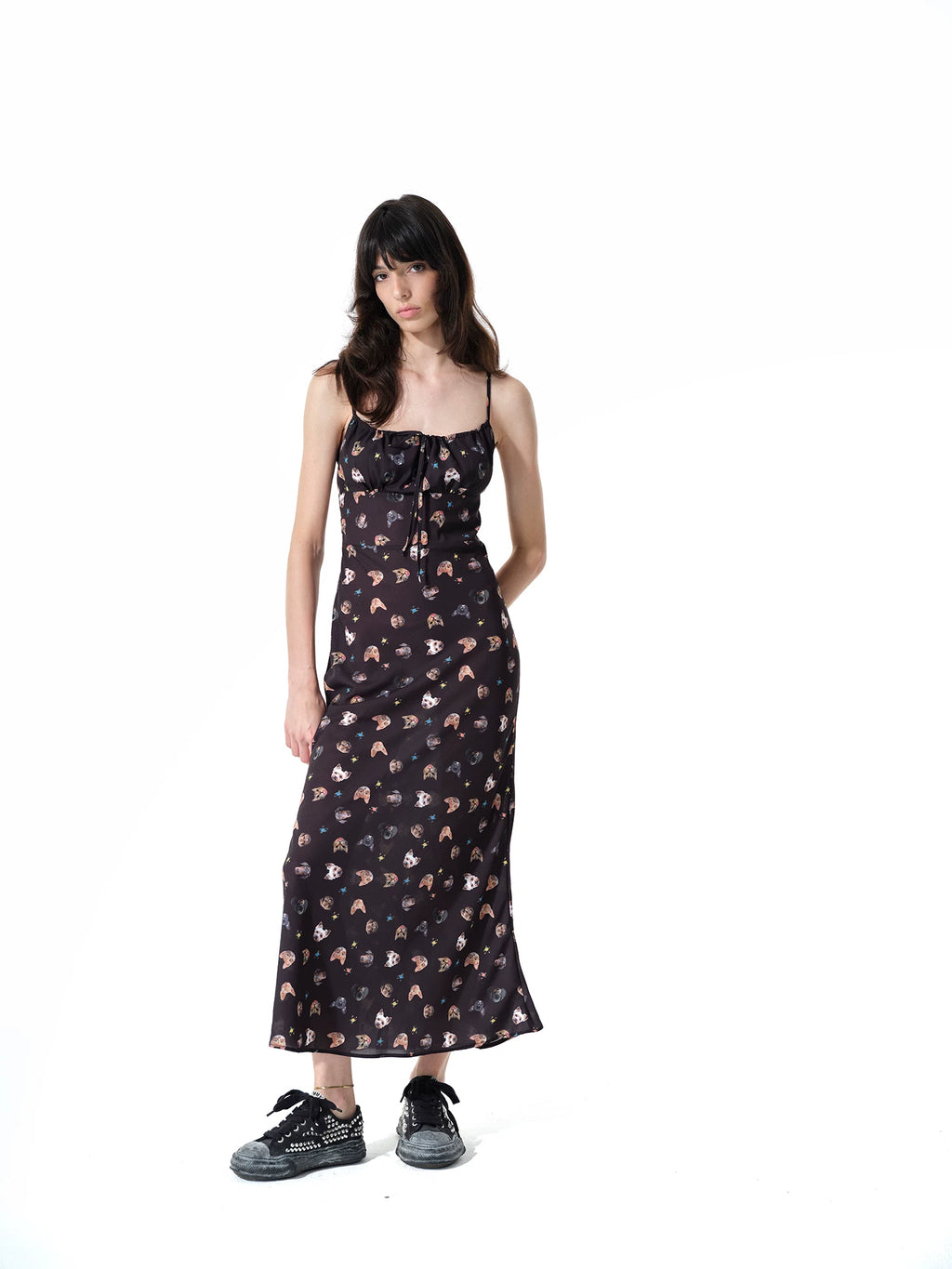 Two Little Guys Vintage Puppy Print Suspender Dress
