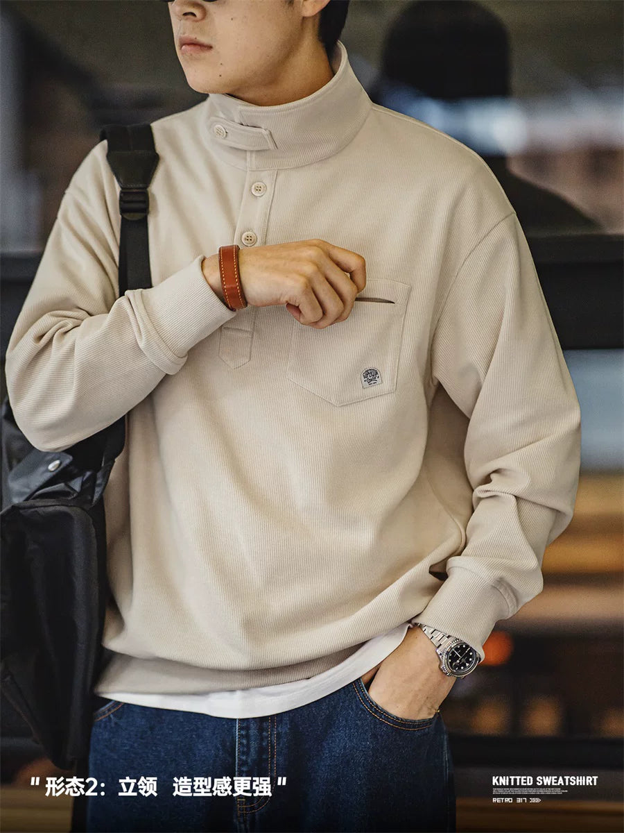 Madden casual semi-open collar knitted Polo shirt