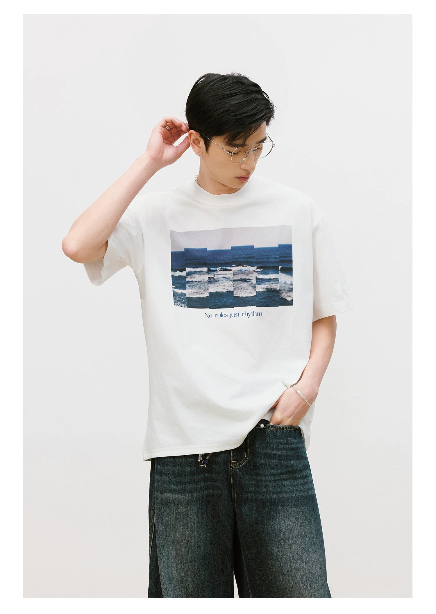 LR MADE Collage Sea View Pattern Casual Tee