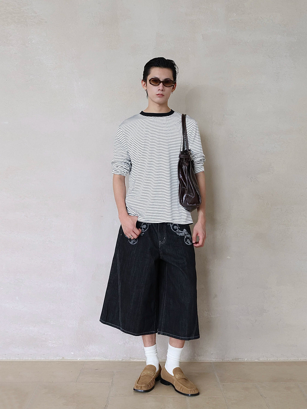 TERRAINCOGNITA Striped Crew Neck Loose Casual Long Sleeve